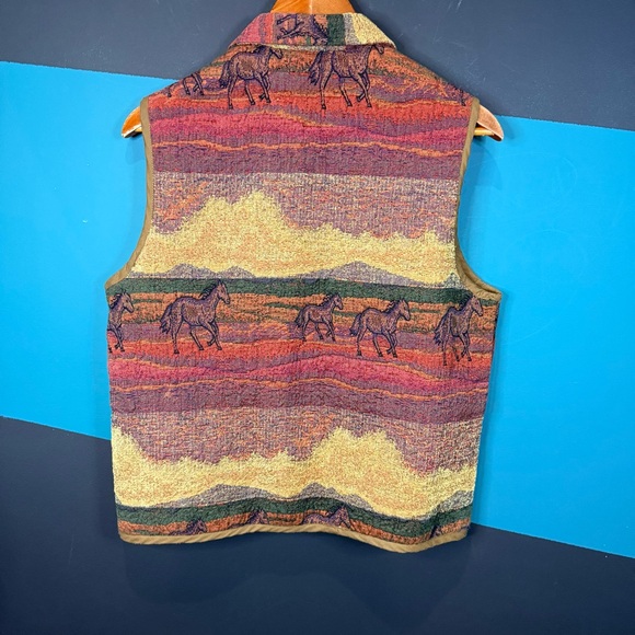 KEREN hart Vintage 1990s Wild Horses Tapestry Woven Vest Selected size Large - Picture 6 of 11